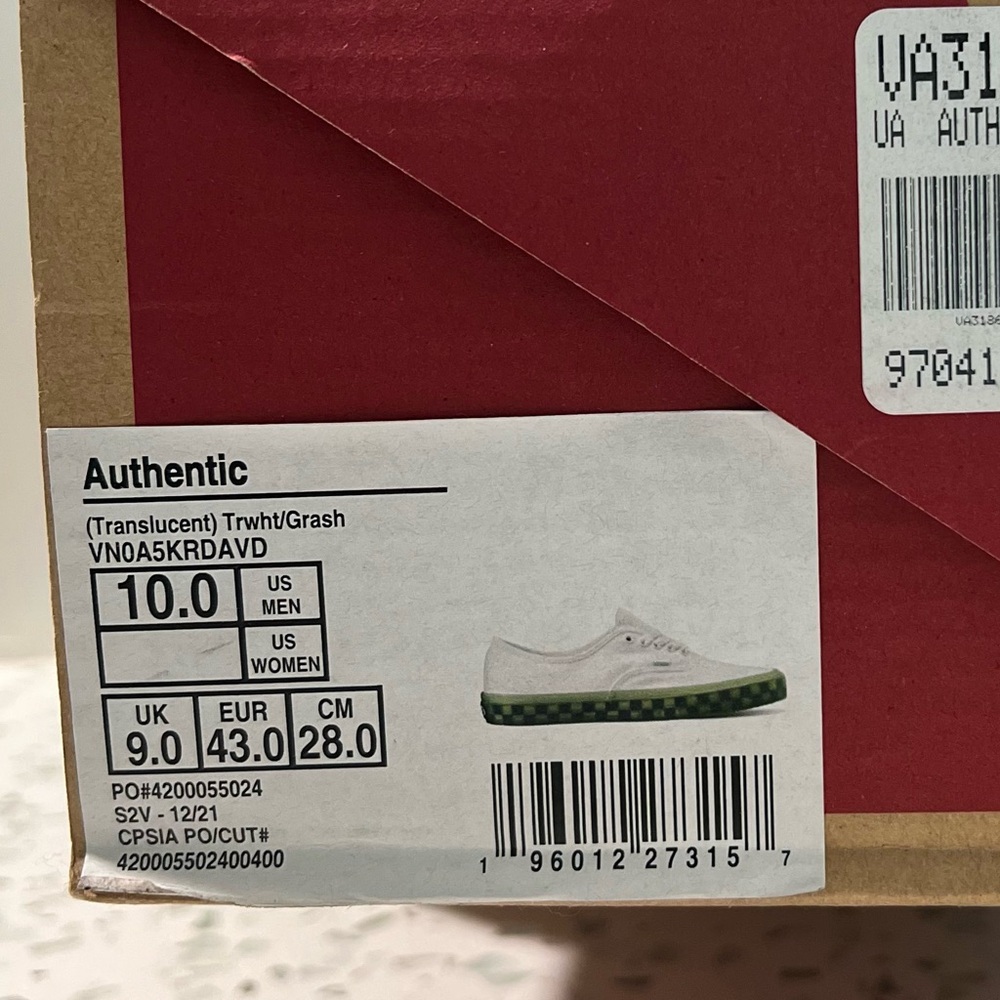 Nib Vans Authentic Translucent White Green Ash Sh… - image 6